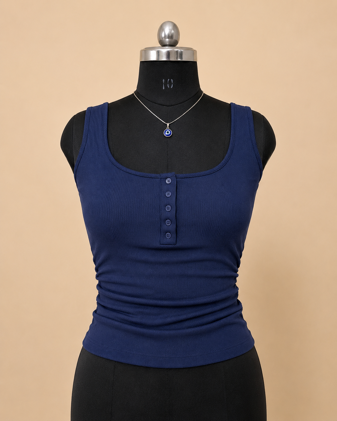 Ribbed Henley Tank Top – Royal Blue