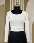 Back-Tie Long Sleeve Crop Top – Off-White