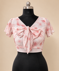 Floral Tie-Front Flutter Sleeve Crop Top – Soft Pink