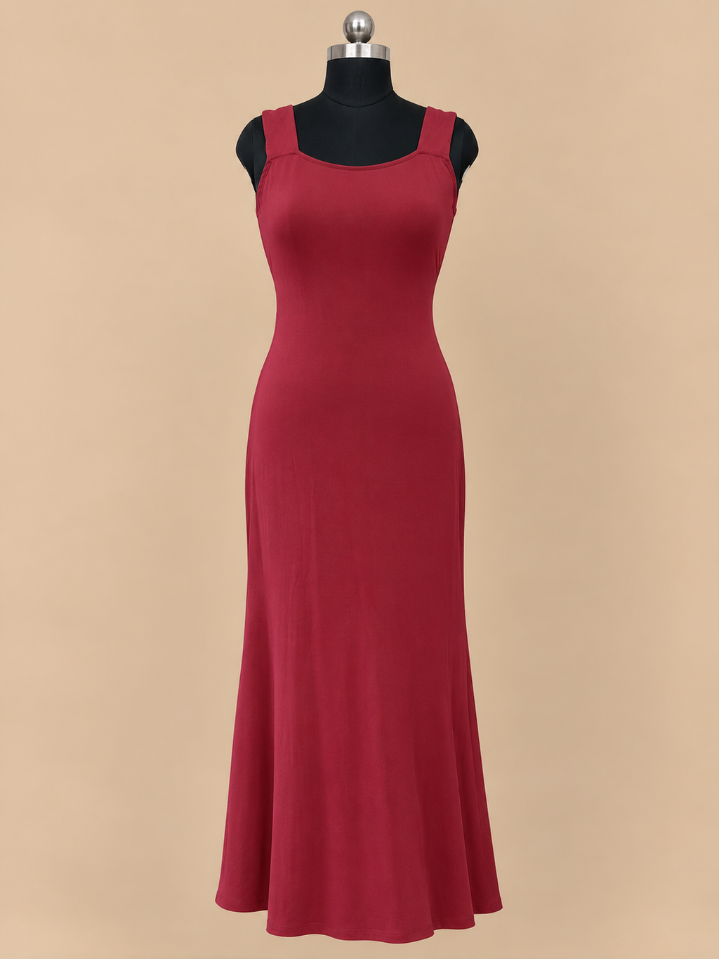 Coral Red Bow Back Mermaid Backless Maxi Dress