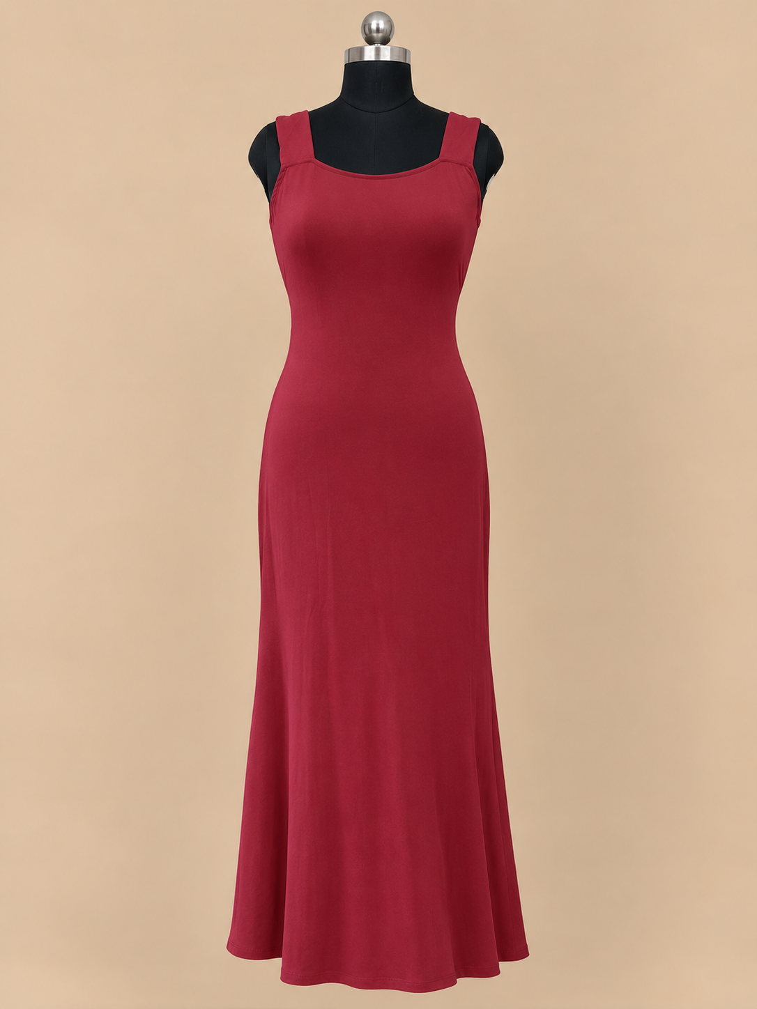 Coral Red Bow Back Mermaid Backless Maxi Dress