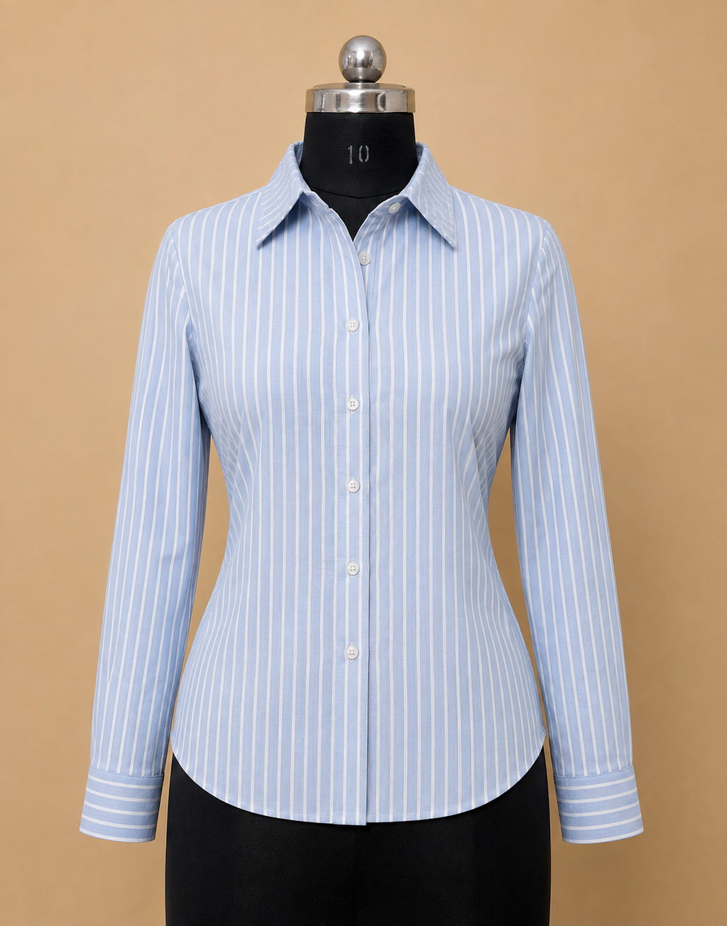 Classic Striped Button-Down Shirt – Light Blue &amp; White