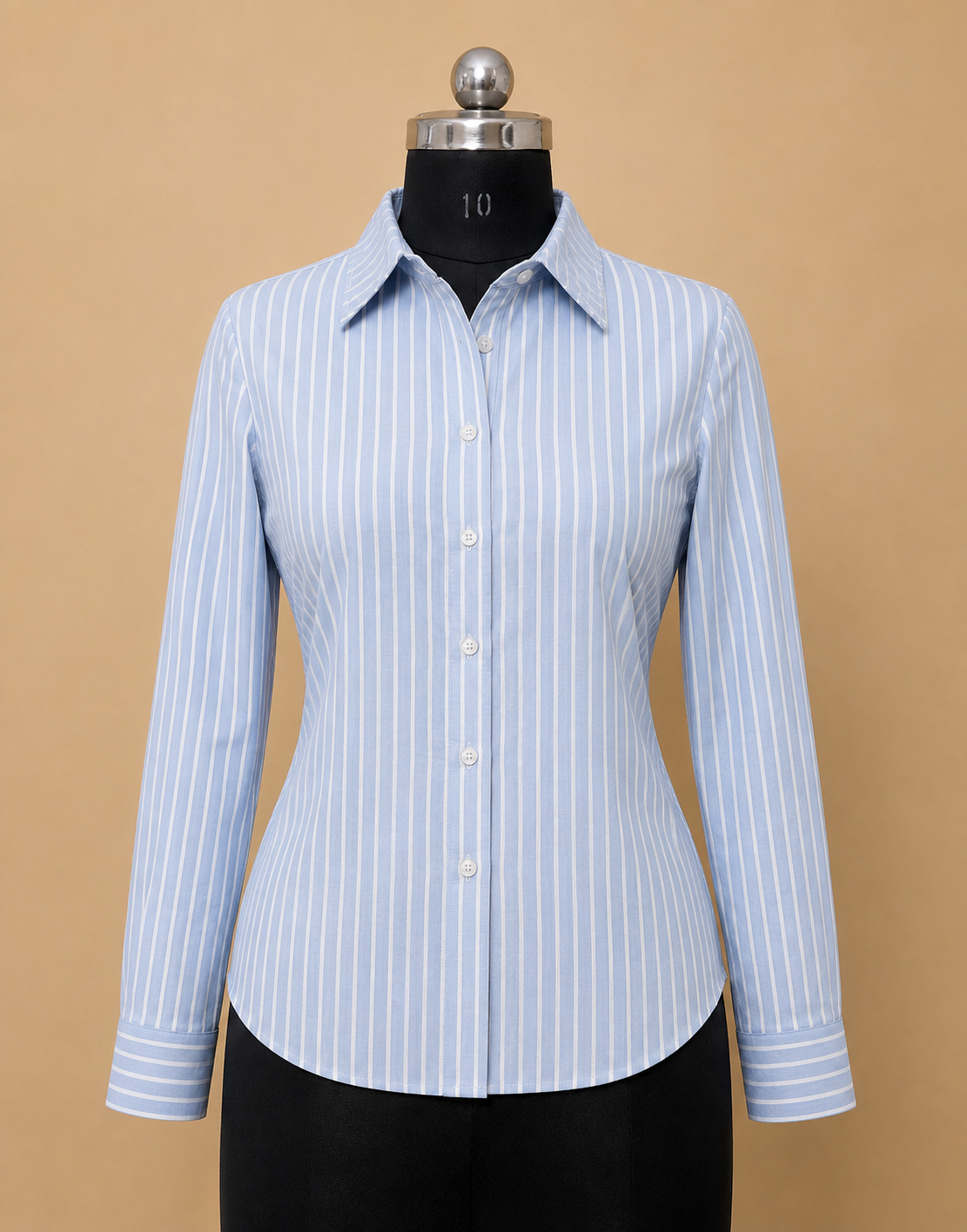 Classic Striped Button-Down Shirt – Light Blue &amp; White