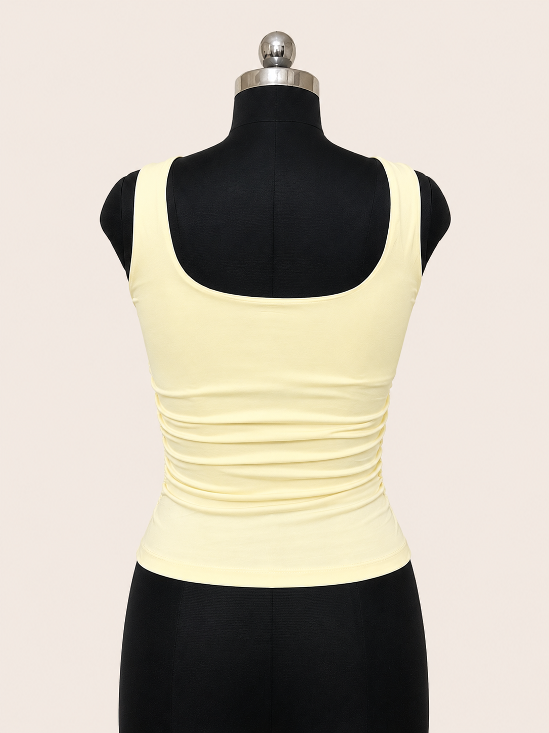 Ribbed Ruched Tank Top – Butter Yellow