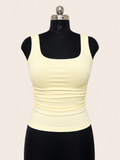 Ribbed Ruched Tank Top – Butter Yellow