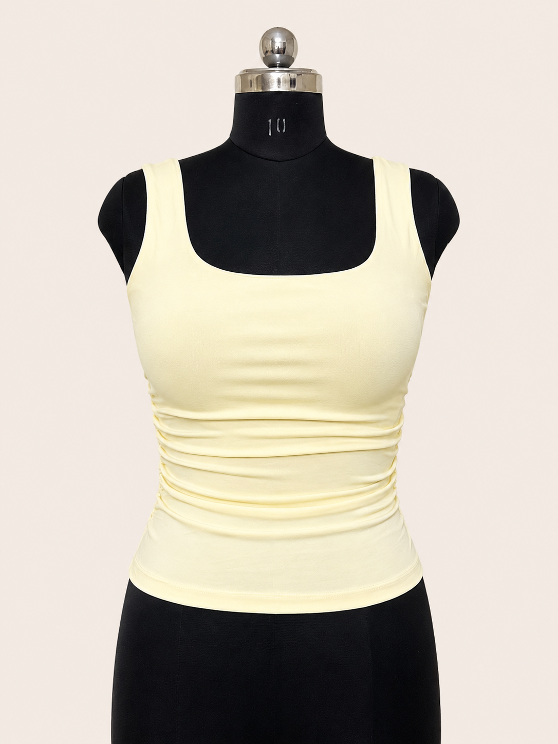 Ribbed Ruched Tank Top – Butter Yellow