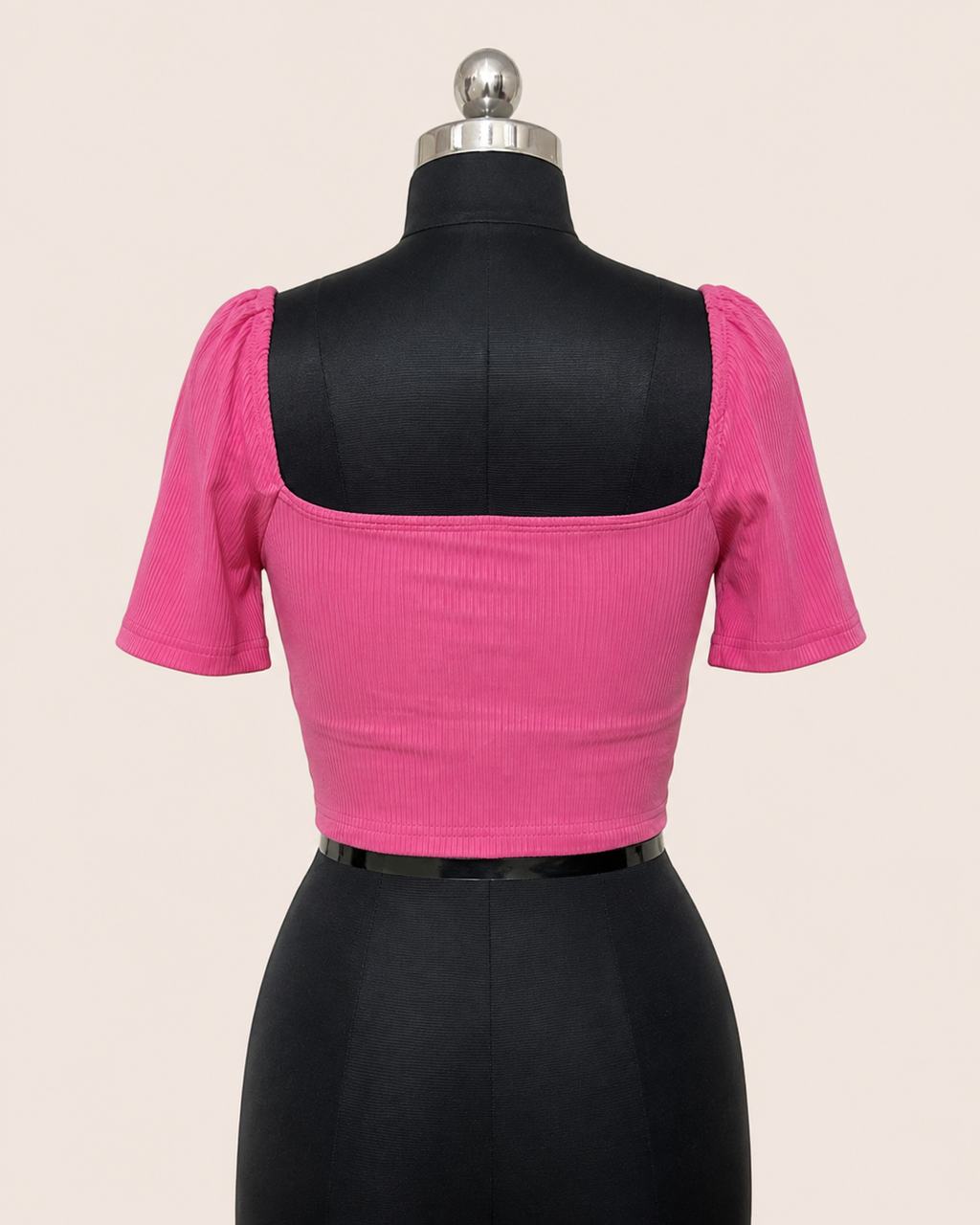 Ruffled Drawstring Tie-Front Crop Top – Hot Pink