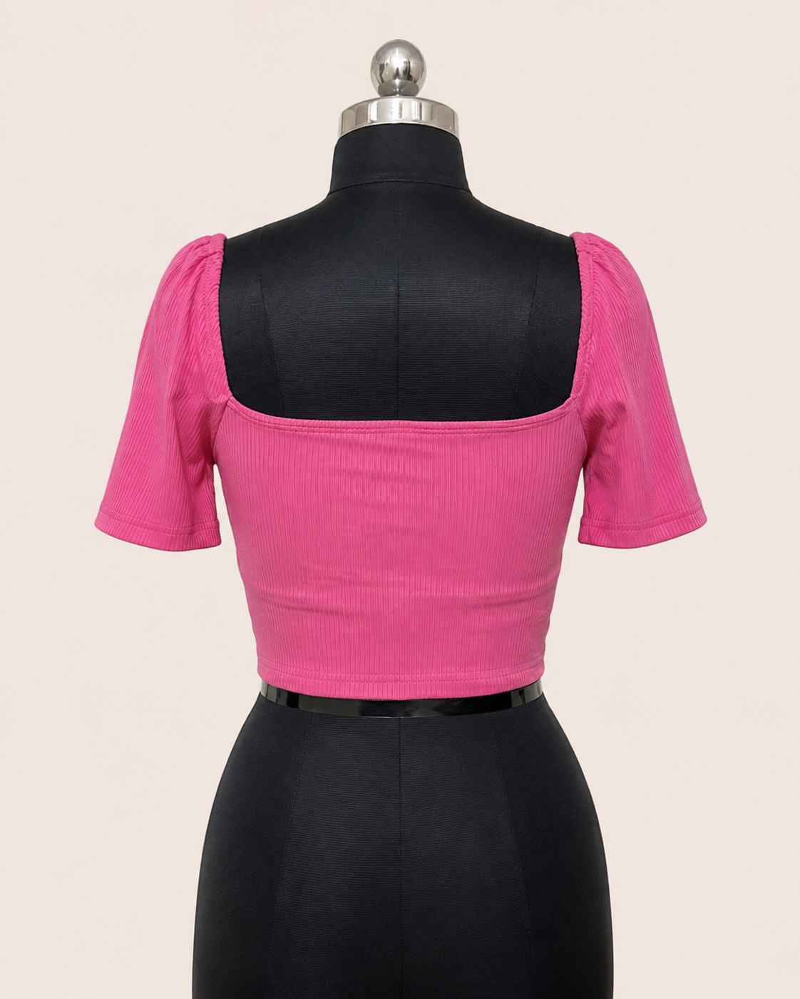 Ruffled Drawstring Tie-Front Crop Top – Hot Pink