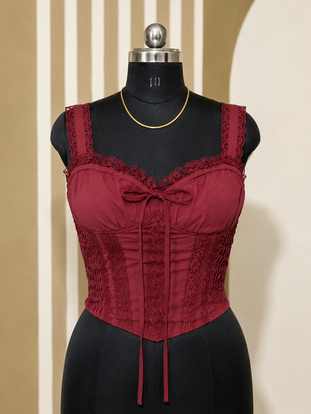 Crimson Romance Lace Corset Top