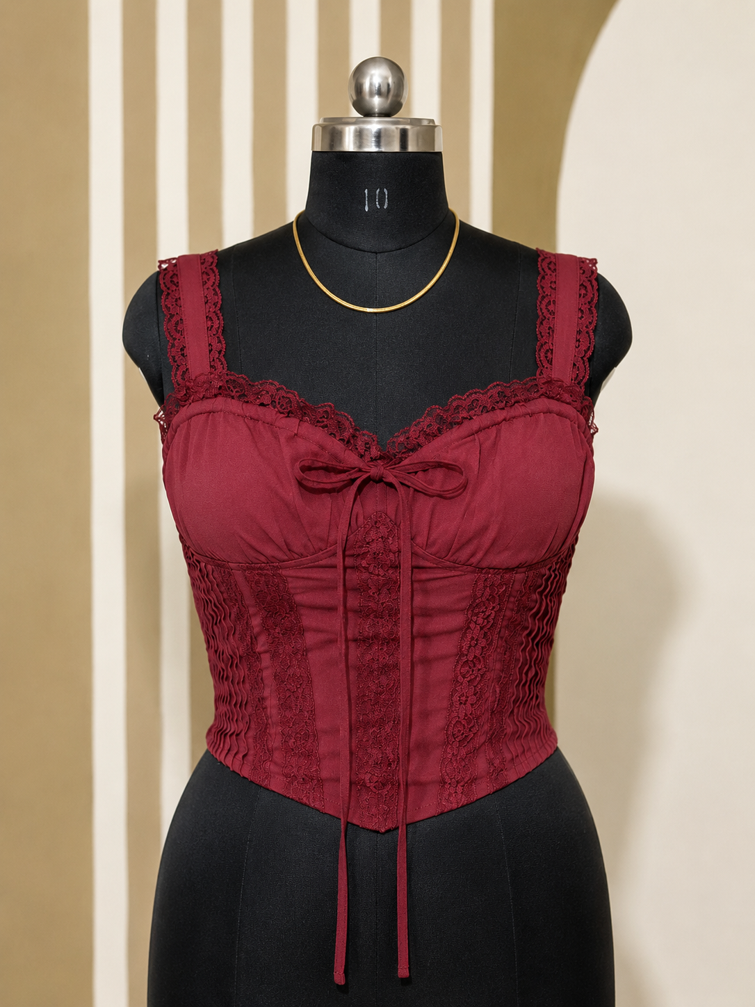 Crimson Romance Lace Corset Top