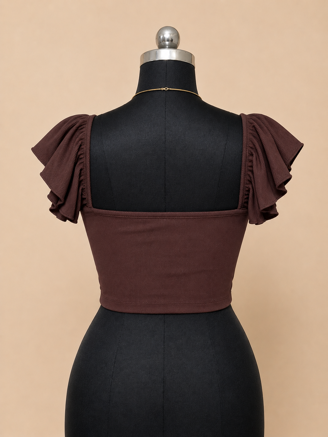 Twist-Front Flutter Sleeve Crop Top