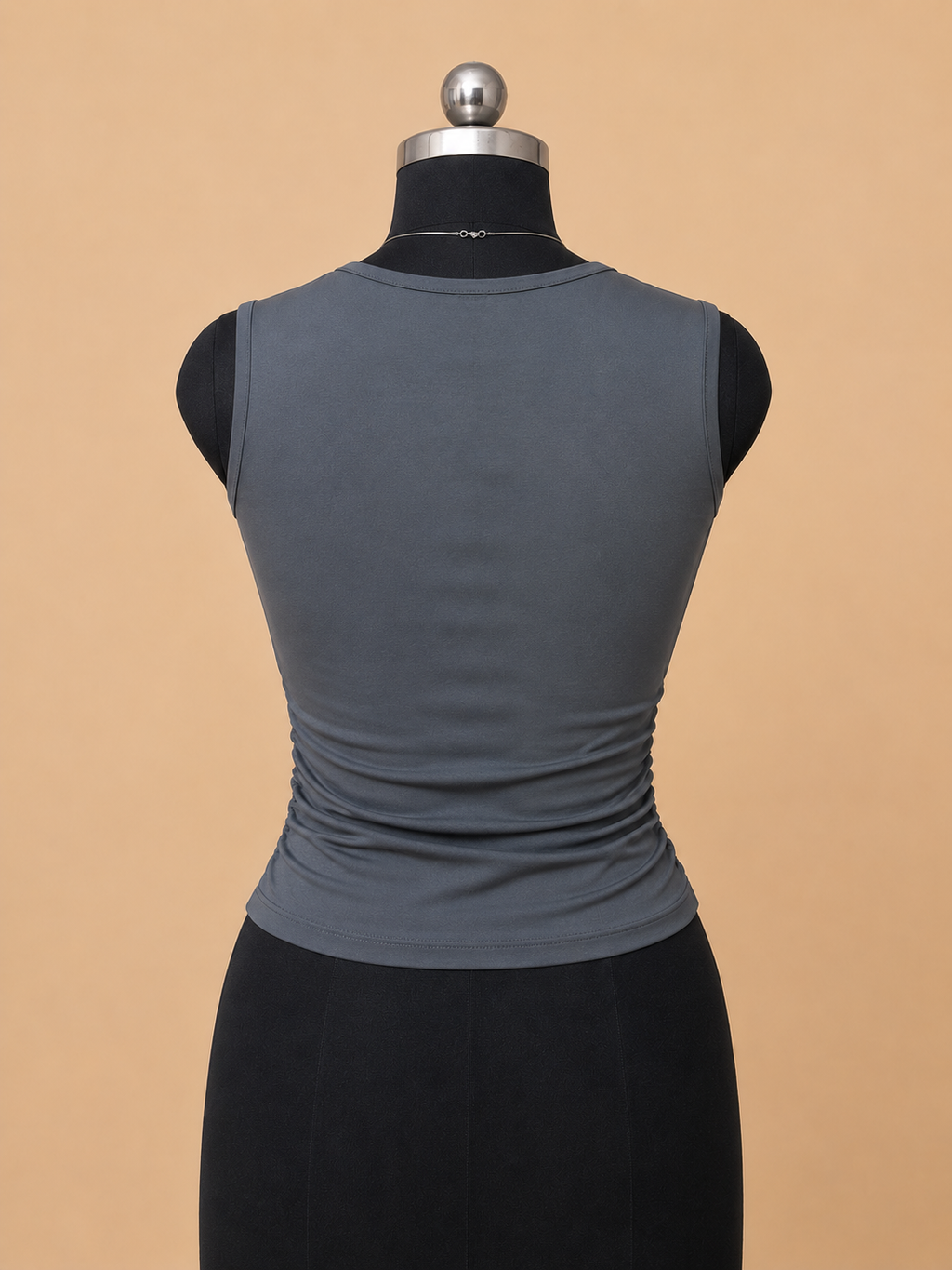 Women’s Charcoal Grey Sleeveless Ruched Fitted Top