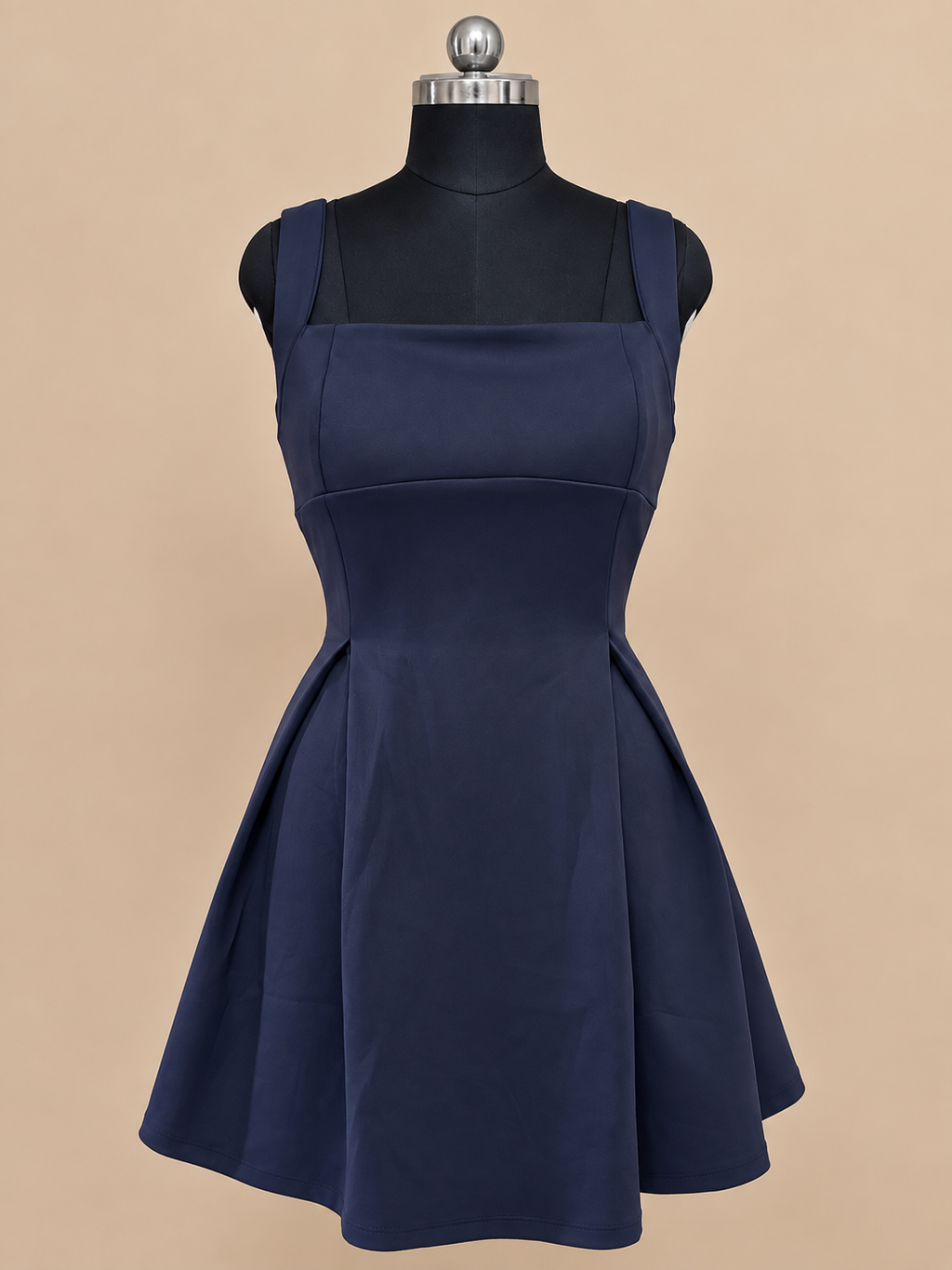 Luna - Royal Blue Square Neck Fit and Flare Mini Dress