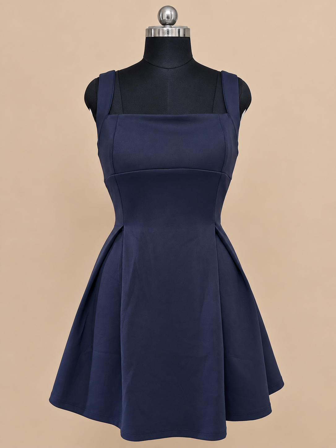 Luna - Royal Blue Square Neck Fit and Flare Mini Dress