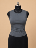 Women’s Charcoal Grey Sleeveless Ruched Fitted Top