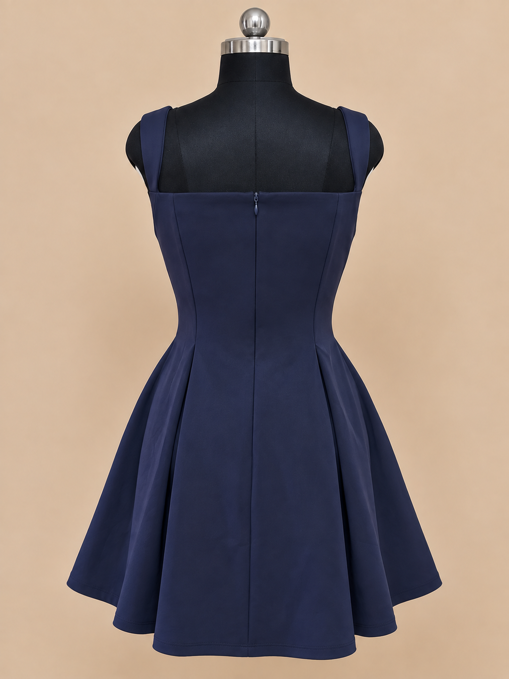 Luna - Royal Blue Square Neck Fit and Flare Mini Dress