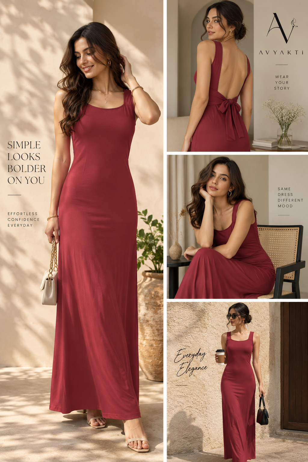 Coral Red Bow Back Mermaid Backless Maxi Dress