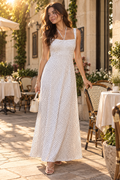 Polka - White and Black Polka Dot Halter Neck Fit and Flare Midi Dress